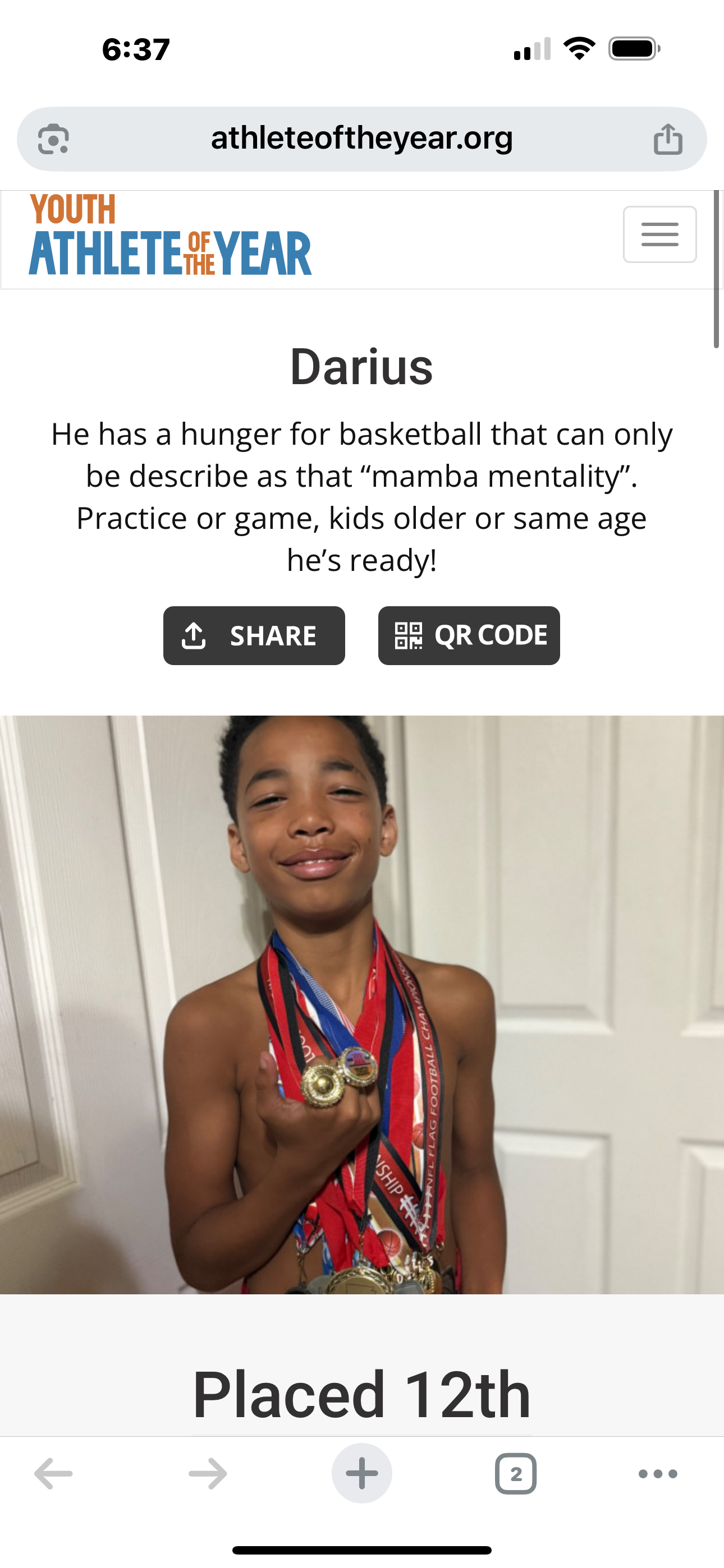 Darius Athlete of the Year